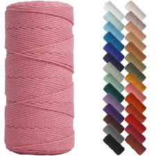 Dark Pink Macrame Cord 2mm x 220yards, Colored Macrame Rope, Cotton Rope Macr...