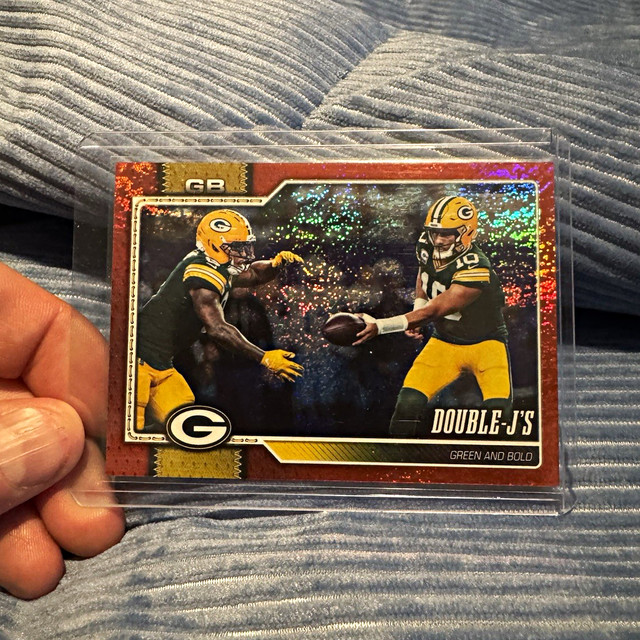 Topps 2026 Green and Bold Double-J's Jordan Love Josh Jacobs red glitte #297 1/5