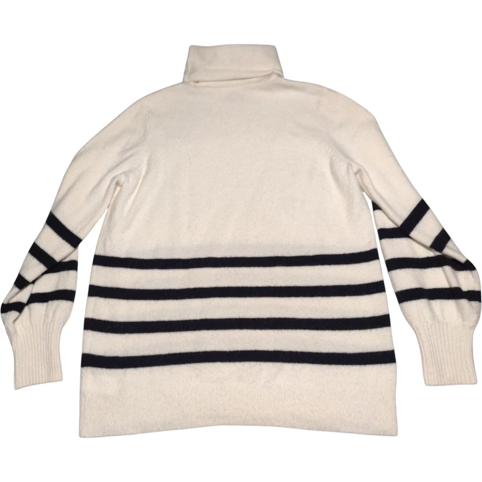 Suéter Michael Kors Blanco Negro Bretón Rayas Cuello Alto Lana Bebé Alpaca Nylon Foto 2 de 4