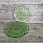 Vintage Anchor Hocking Uranium Block Optic Snowflake 9" Green Dinner Plate (4)