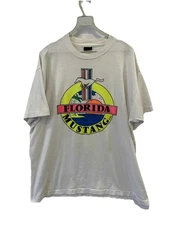 Vintage 90s Screen Stars Best Florida Mustang Graphic T-Shirt XL White #85