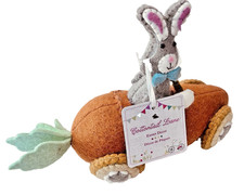 NWT Easter Bunny Driving A Carrot Car/Felted ...