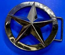 Round Texas Lone Star in Circle Ranger Sheriff Black Color Western Belt Buckle