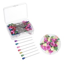 100-Pack Corsage Boutonnieres Pins, 5.5cm Teardrop Pearl Straight Pin Mixcolor
