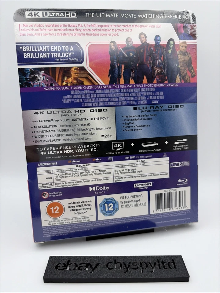 Guardians of the Galaxy Vol 3 4K Steelbook NEW & SEALED UK HMV EXCLUSIVE UHD - Image 2 of 4