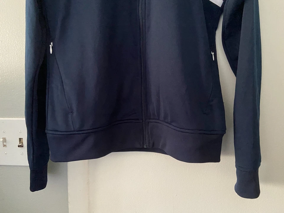 亚瑟士洛杉矶马拉松蓝色全拉链田径夹克女式小号 KTLA5 — 第 3/4 张图片