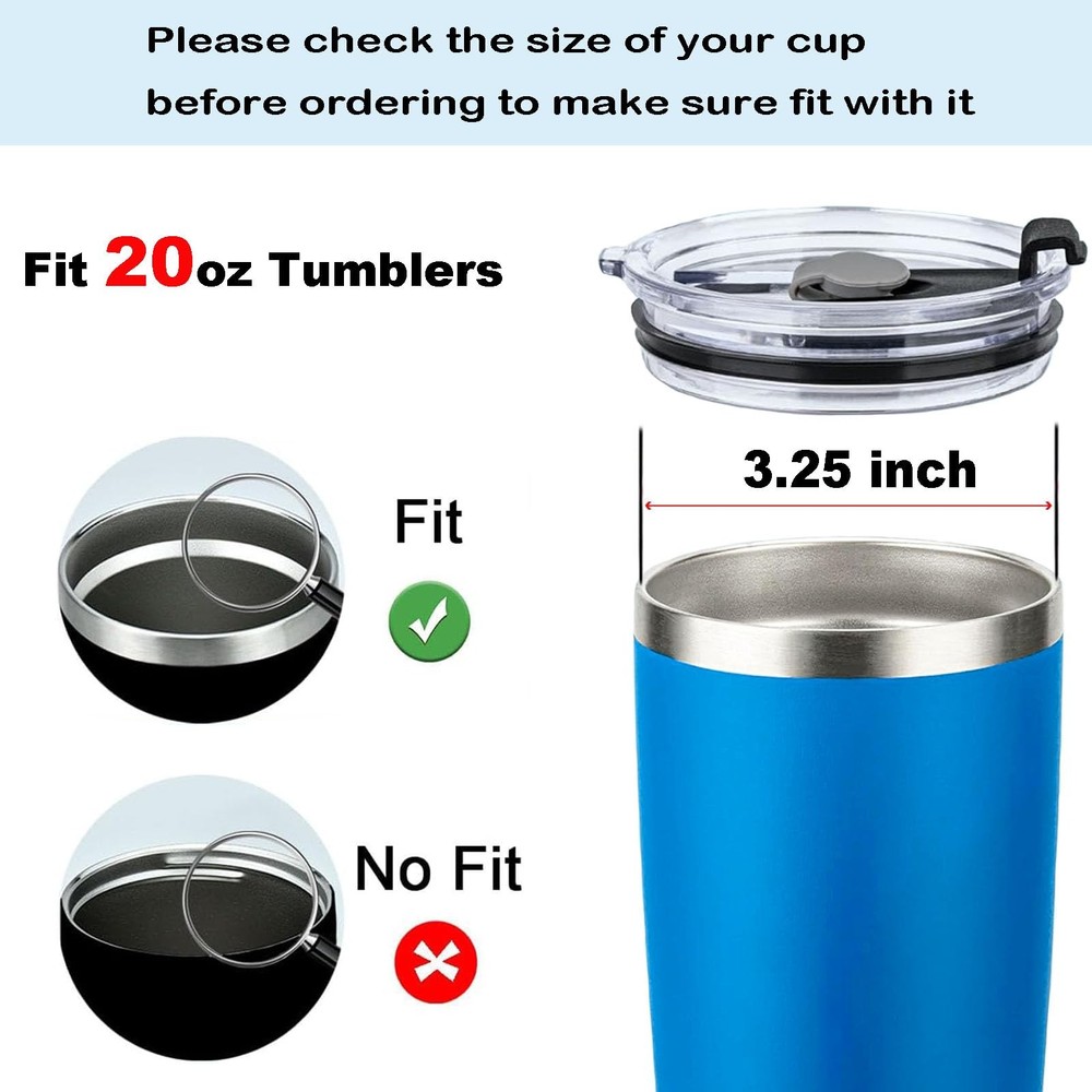 Spillproof 20oz Tumbler Lids 4-Pack Splash Resistant for Beast Juro Ozark