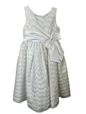 Jayne Copeland Sz 8 White Flower Girl Wedding Communion Satin Bow Organza Dress