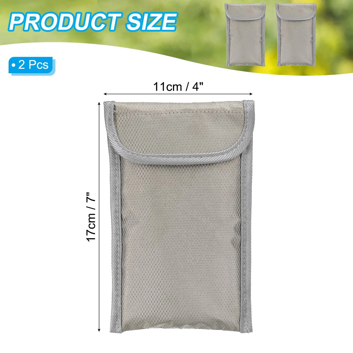 2 Piezas Bolsas Faraday, Cartera Protección Privacidad Bloqueo Señal 6.5", Plateada -Gris