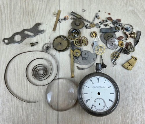Antique Elgin National Watch Co Pocket Watch FOR PARTS/REPAIR Disassembled