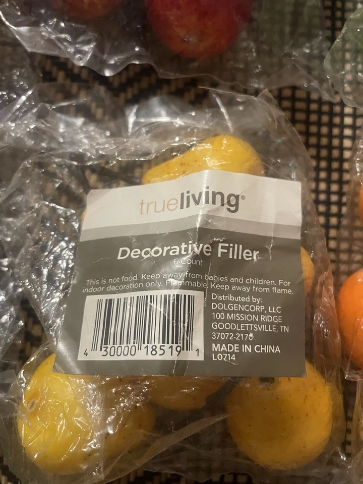 True Living Decorative Filler 6 Vtg Celluloid Fruit NIP 1 Package Open - Image 3 of 4