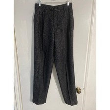 GB Clothing Co wool trousers women's size 31/35 black pleated high waist vintage