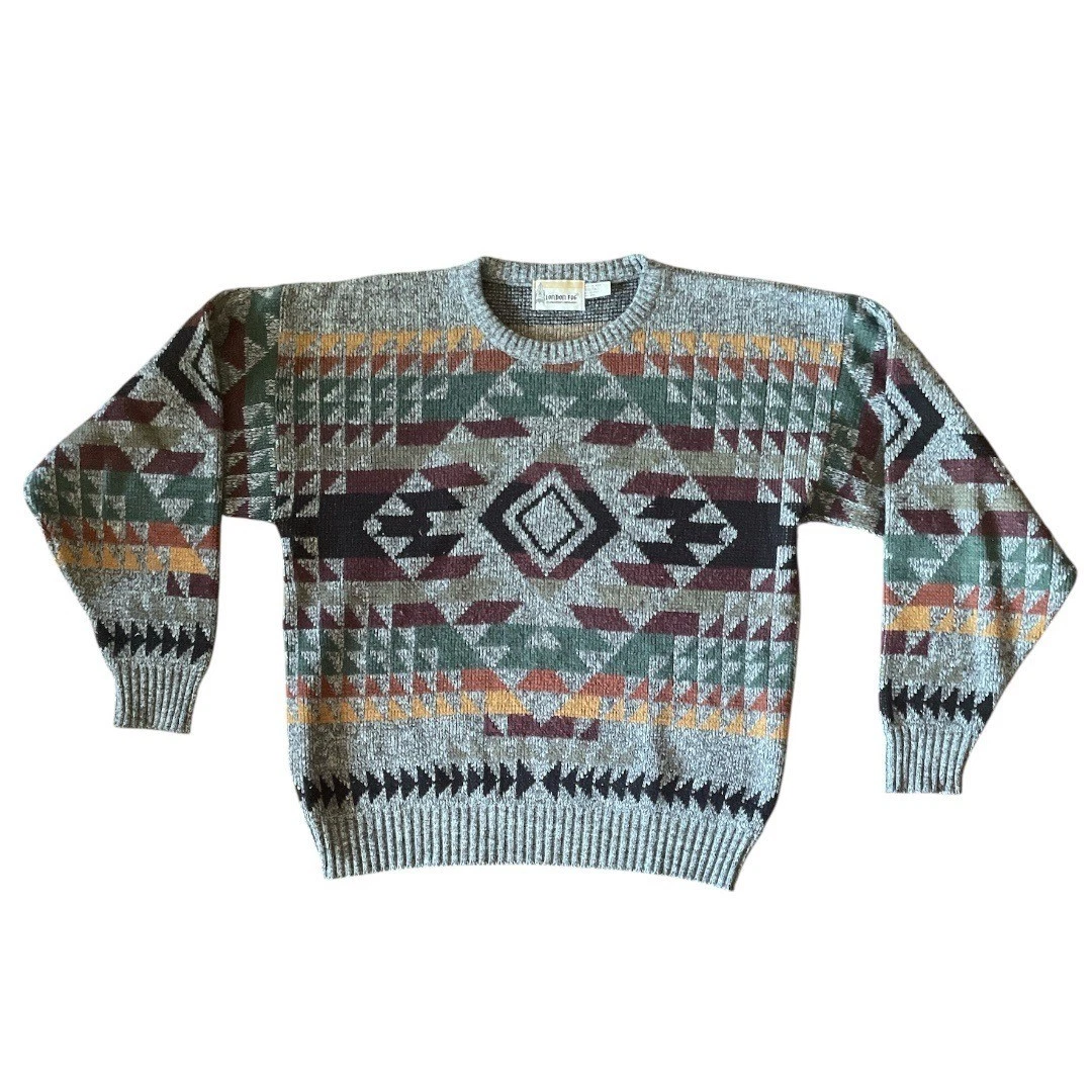 Vintage London Fog Geometric Pattern Sweater Acrylic/Wool Blend XXL-Tall