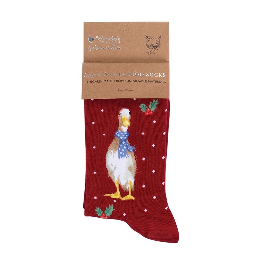 Bamboo Socks Christmas Duck Super Soft Ladies - Wrendale Size 4-7 with Gift Bag
