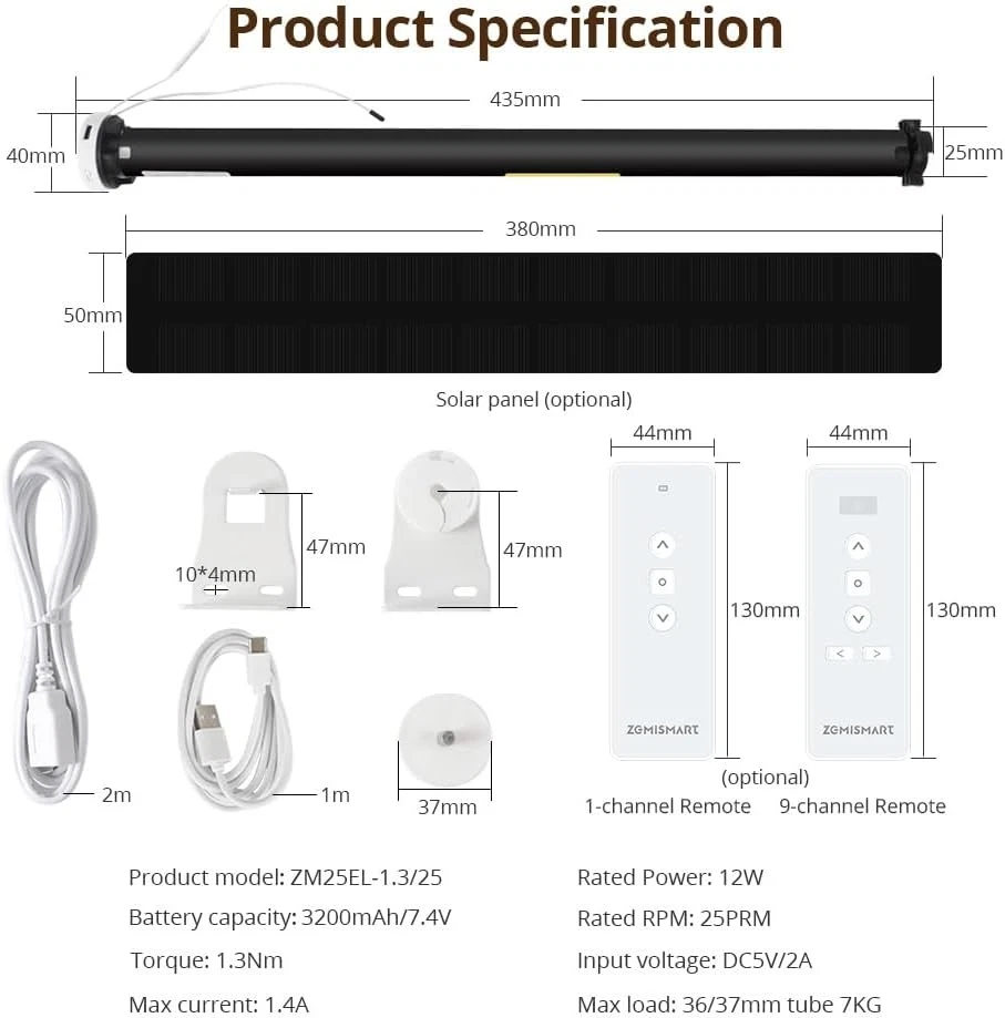 Blindsmart Rechargeable Tuya Zigbee Roller Blinds Motor for 38mm Tube, Motorized - image 2 of 4