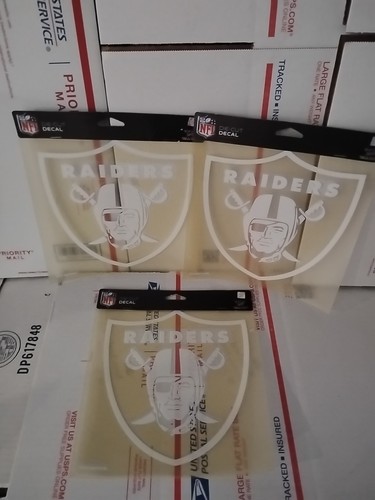 Lot Of 3 Oakland Vtg Raiders 8x8" Die Cut Decal Sticker, Retro Logos T6#3 - Picture 9 of 9