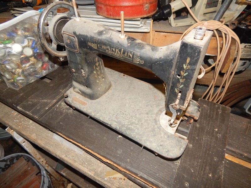 Franklin Rotary Hand Crank Domestic Sewing Machine Head, Black Vintage Original
