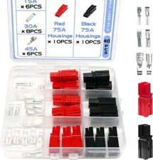 40 PCS 15A 30A 45A Power Connector Kit Red Black Quick Disconnect Battery