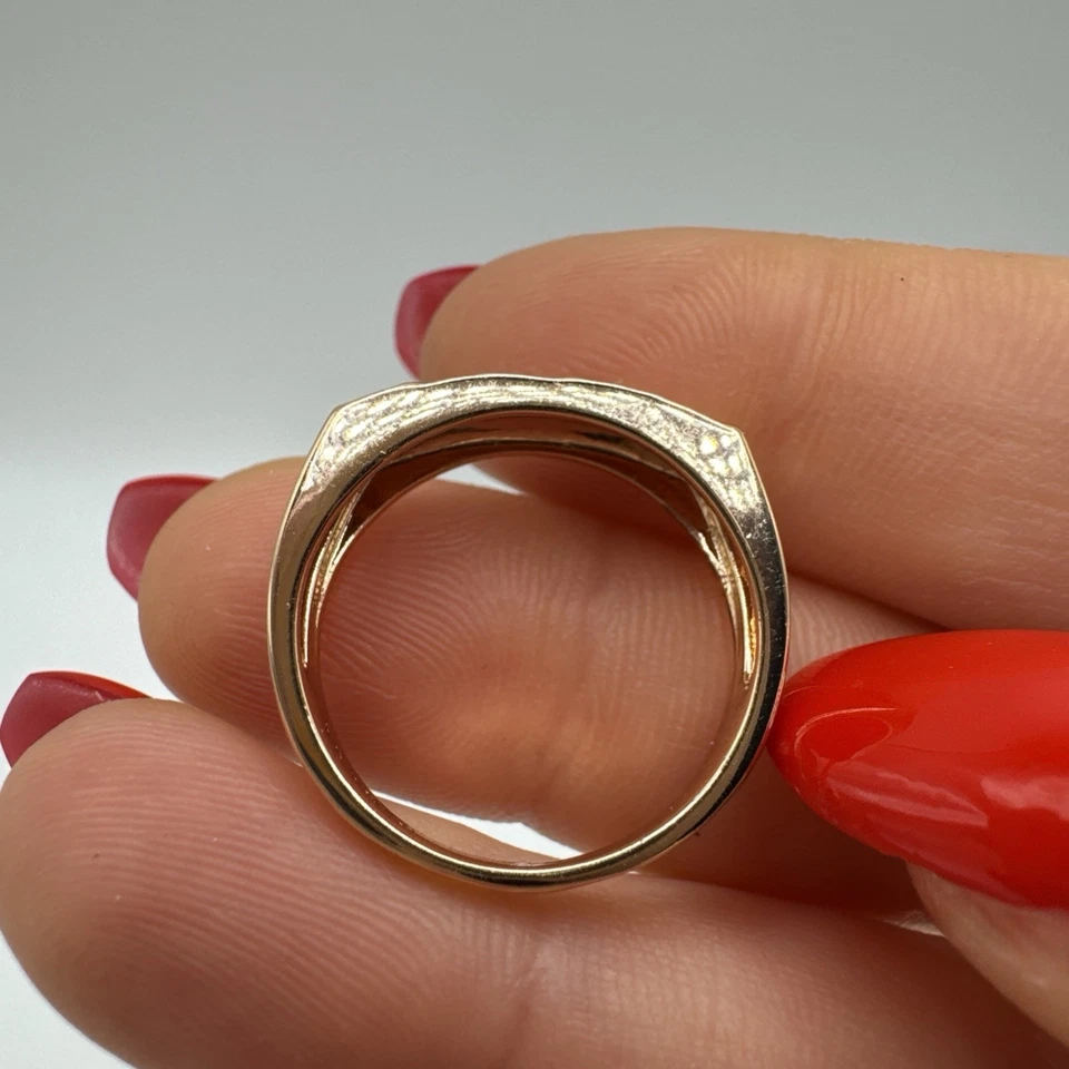 14CT ROLLED Gold Bonded Ring Hallmarked 585RG Etched Signet Unisex Gift - Image 3 of 4