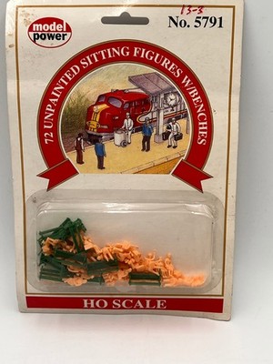 Model Power HO Scale 72 Unpainted Sitting Figures w/ Benches #5791 Train Layout