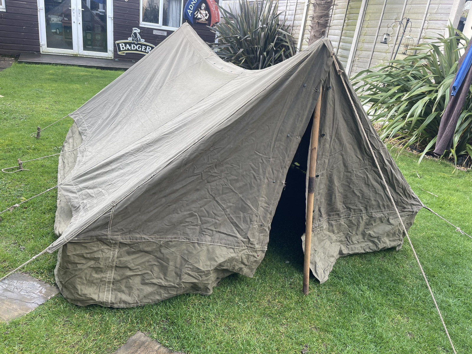 Original 1945 WW2 US Army Vintage Canvas Pup Tent for Military Festivals