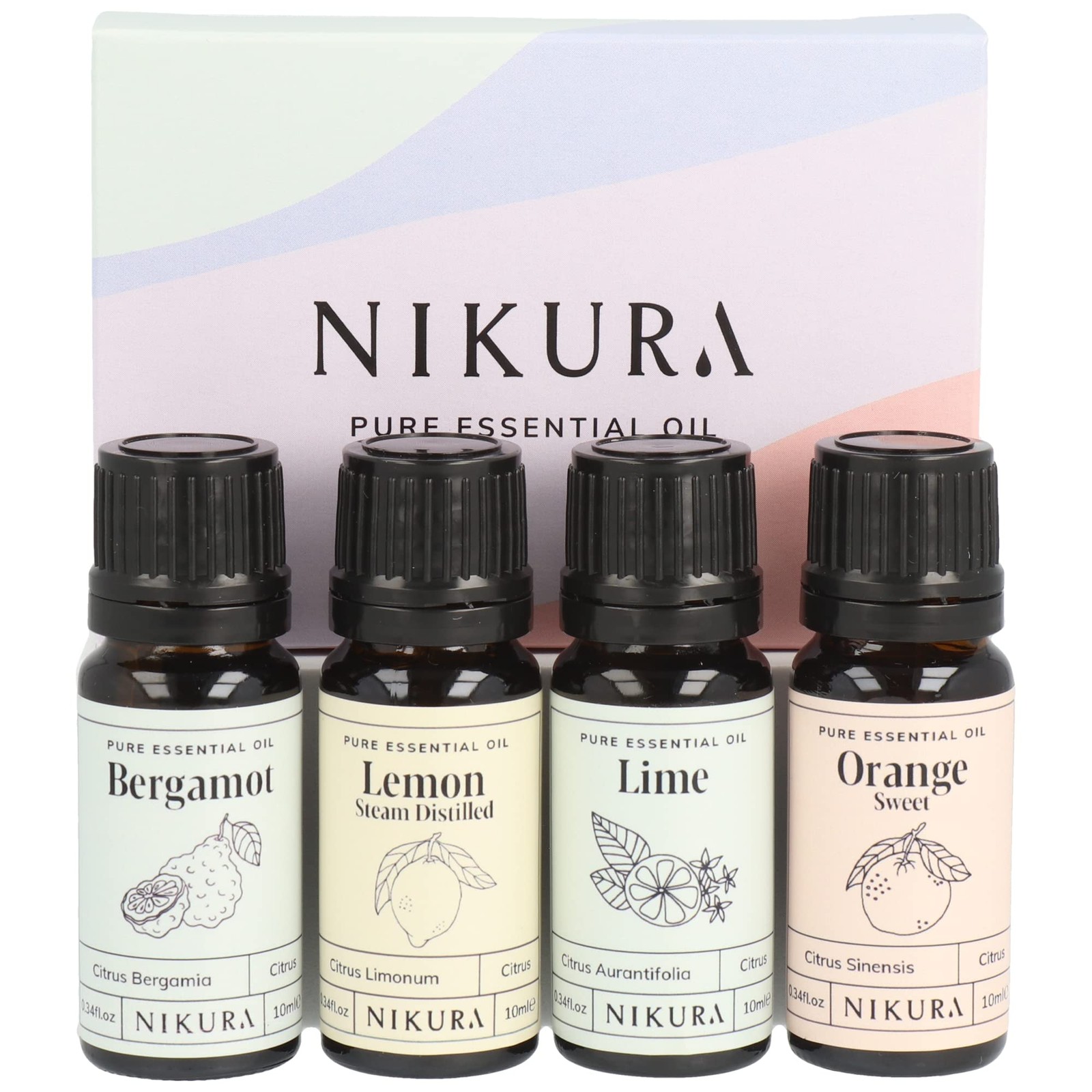 Nikura Citrus Oils Set - 4 x 10ml | Perfect for Cleaning, 40 ml (Pack of 1)