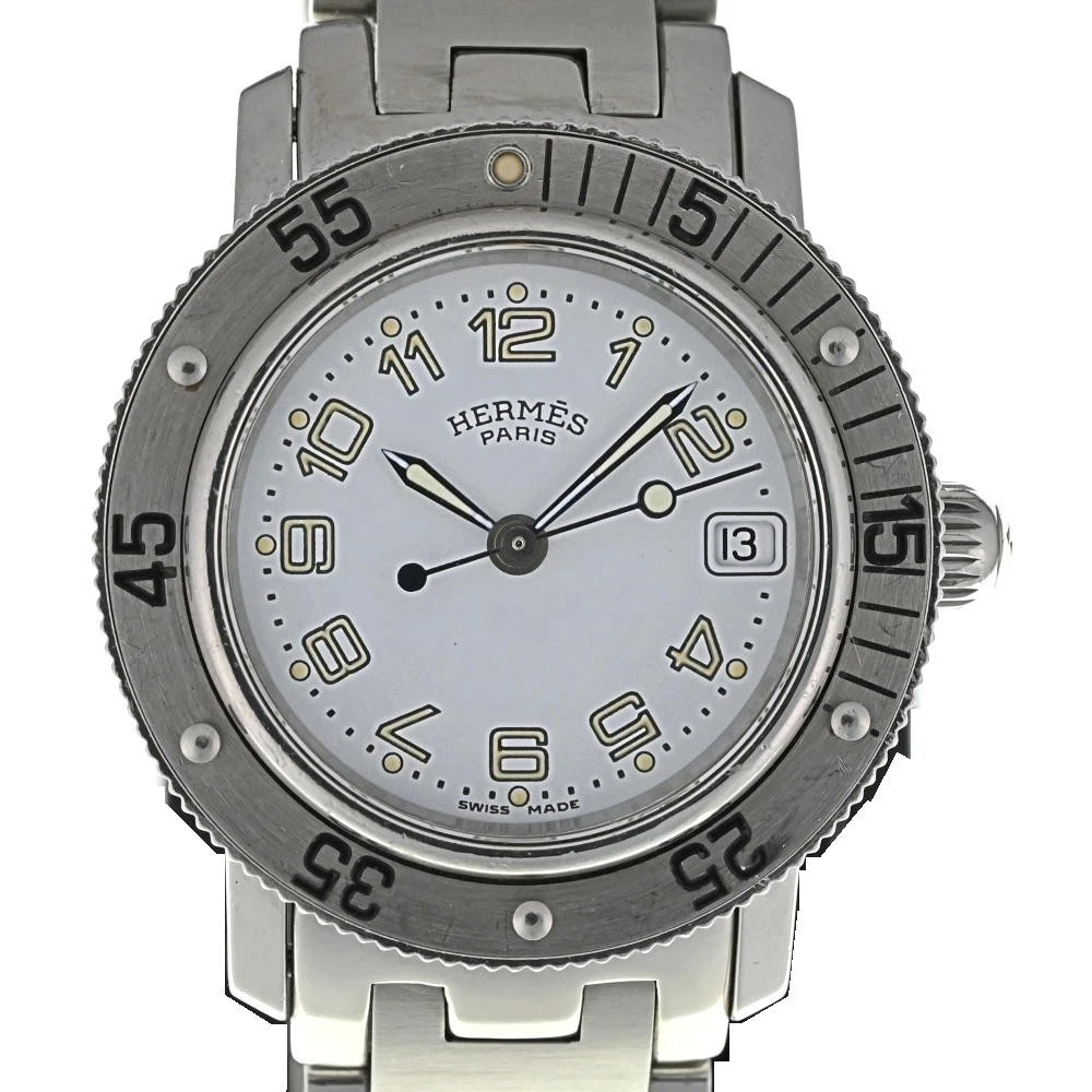 HERMÈS sconto orologio donna HERMES Clipper diver CL5.210 data quadrante bianco P#138208