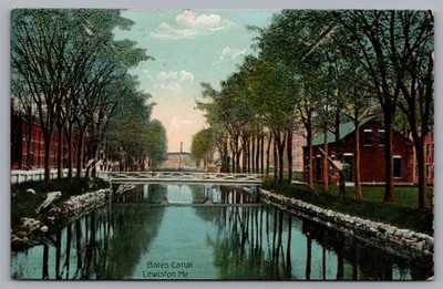 Bates Canal Lewiston ME Posted Vintage Postcard TS-212