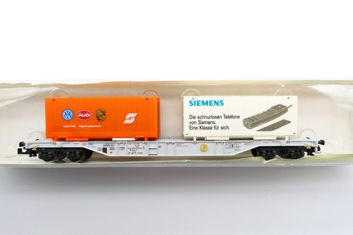 Minitrix 13933 Container-Tragwagen ´SIEMENS´ und ´AUDI VW´ der DB, OVP, (AD045) | Zustand: Gebraucht