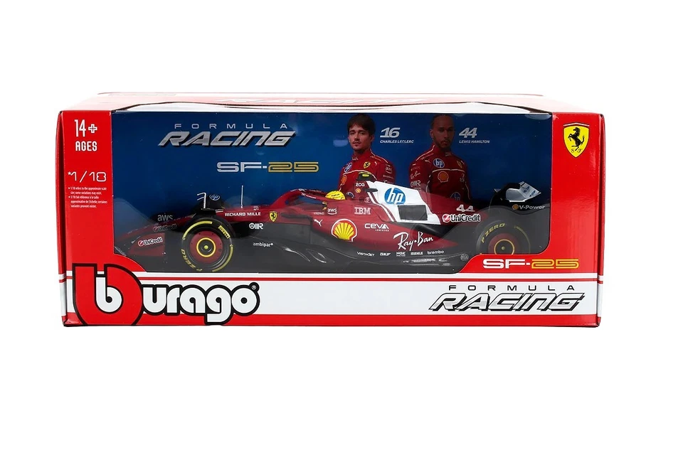 Modellino Ferrari SF-25 Lewis Hamilton F1 2025 Scala 1/18 Burago - Immagine 3 di 4