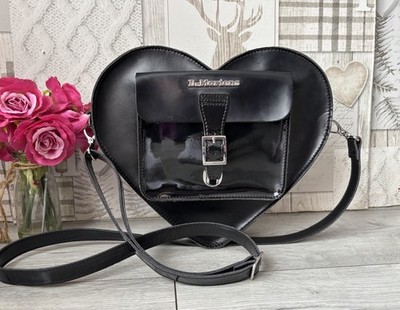 Dr Martens Schwarz Kiev Leder Rucksack Schultertasche Love Heart Crossbody Bag
