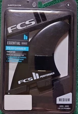FCS II ESSENTIAL PERFORMER THRUSTER GLASS MEDIUM SURFBOARD FIN SET