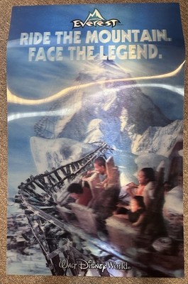 3D Poster Disney World Expedition Everest Roller Coaster Poster 35x22 RARE!!