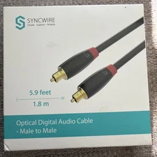 Syncwire Optical Digital Audio Cable Male To Male 5.9 feet - Sealed