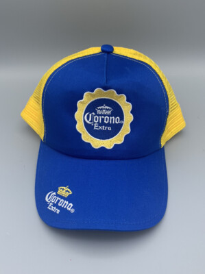 Corona Extra Hat Snap Back Mesh Trucker Baseball Cap Blue and Yellow