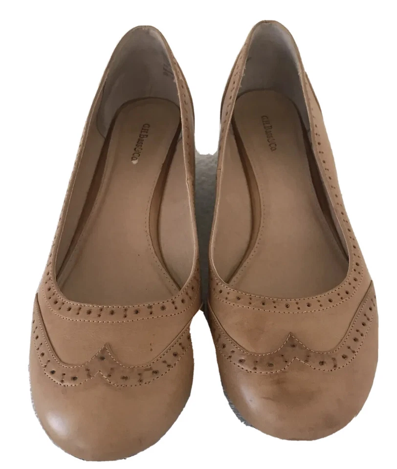 G.H Bass & Co Womens Sz 11M Delores Slip On Wedge Heels Tan Faux Leather - Image 3 of 4