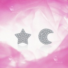 925 silver earrings made with Swarovski crystal moon star baby kids jewelry