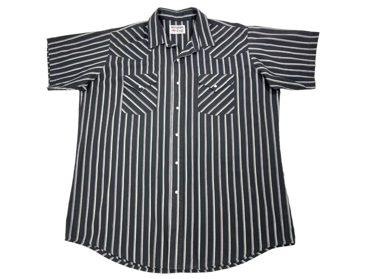 Western Craft Mens Vintage Short Sleeve Pearl Snap Shirt Black