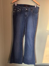 Vintage Mudd Denim Blue Dark Wash Jeans Womens 7 Flare Bell Bottoms Y2k Preppy
