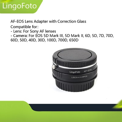 AF-EOS Lens Adapter + Correction Glass for Sony AF Lens to EOS EF Mount Camera