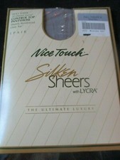 SEARS Vintage CLOUD GREY Silken Nylon PANTYHOSE- 1980's - Size X - up to 280 lbs