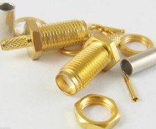 100pcs RF connector SMA Female Nut Bulkhead Crimp for RG174 RG316 RG179 RG188
