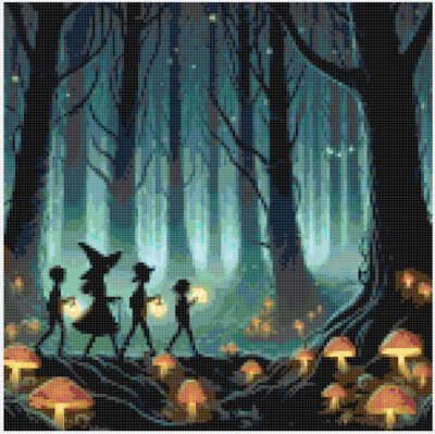 NEU Verzauberter Wald Halloween Kreuzstich Papier gedruckt Muster an Sie verschickt
