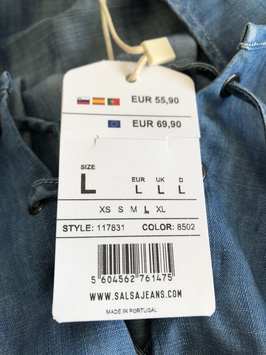 Top Léger En Jean Salsa Femme - Taille L Bleu, En Lyocell, Col V - Neuf Avec étiquettes