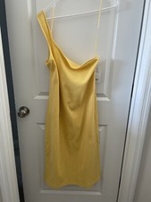 Nine West Women's Dress 2XL Yellow One Shoulder Strap Ribbed Plus Spring Summer