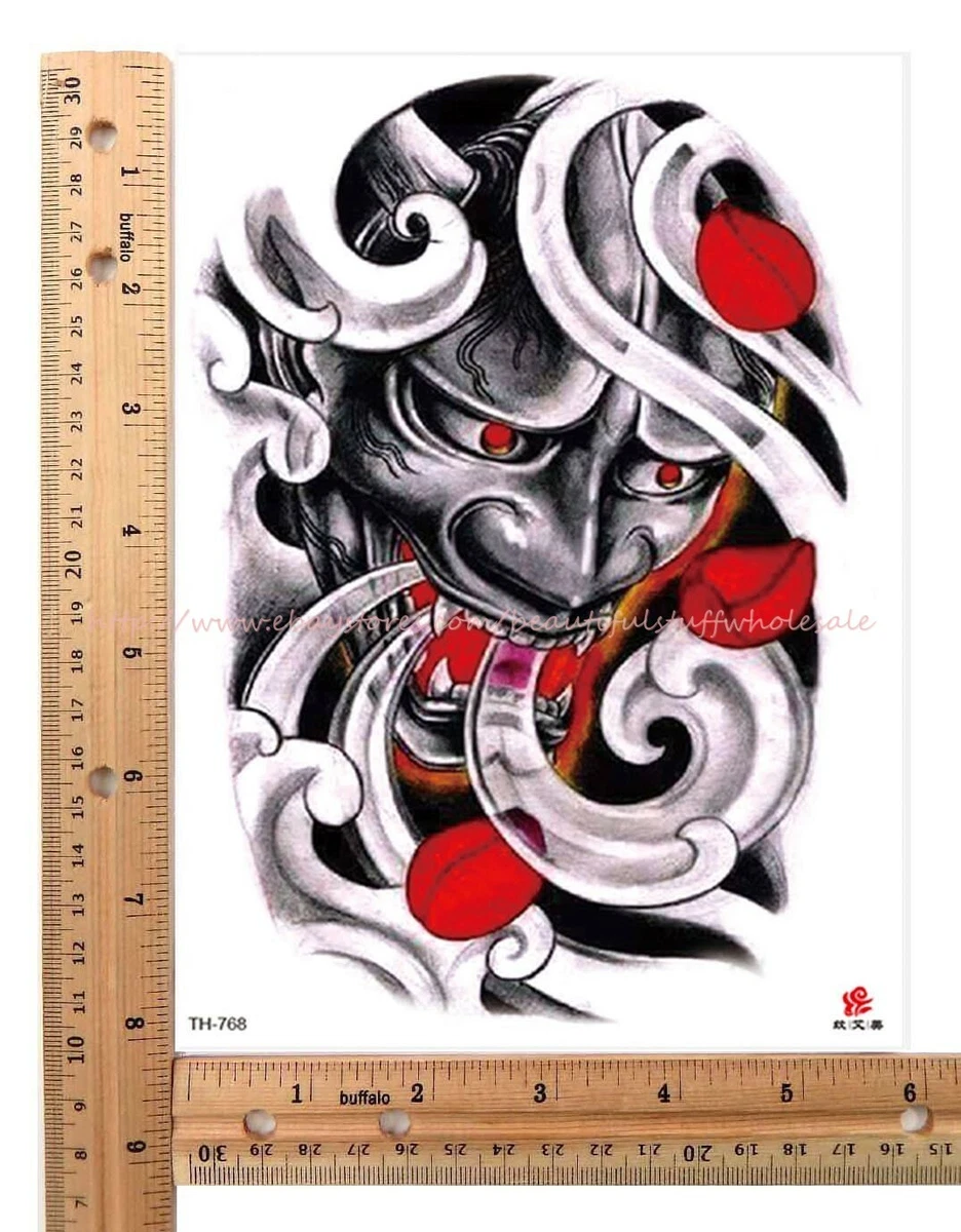 Japanese Hannya masks ward off evil spirits bring good luck boho tattoo |  eBay