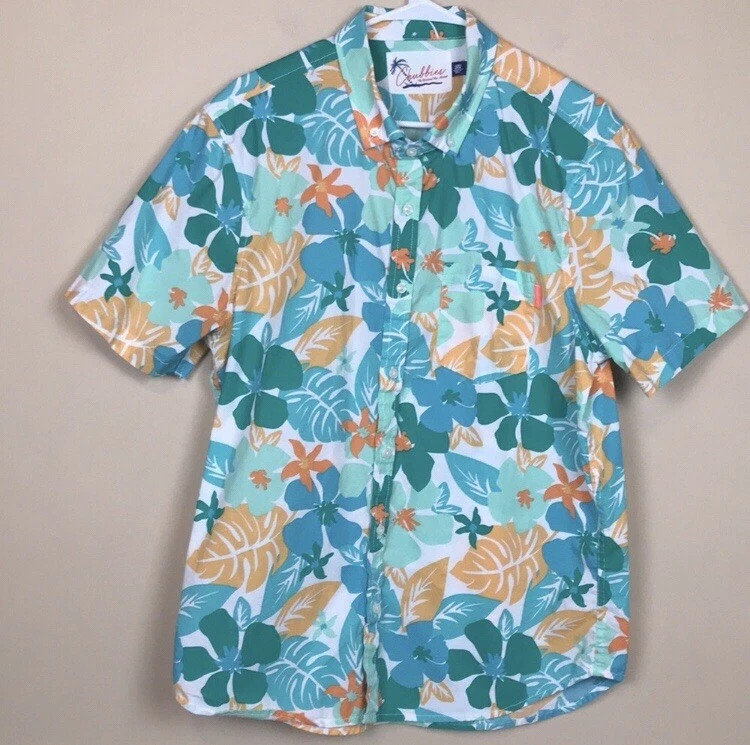 Chubbies Men’s Tropical Floral Leaf Print Short Sleeve Button-Up Shirt Sz L