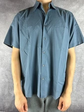 Boss Hugo Boss Shirt Men's Size Large Blue Short Sleeve Button Up With Pocket