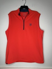 Adidas Vest Mens Medium 1/4 Zip Sleeveless Golf Pullover Pink Shawnee Logo Lima