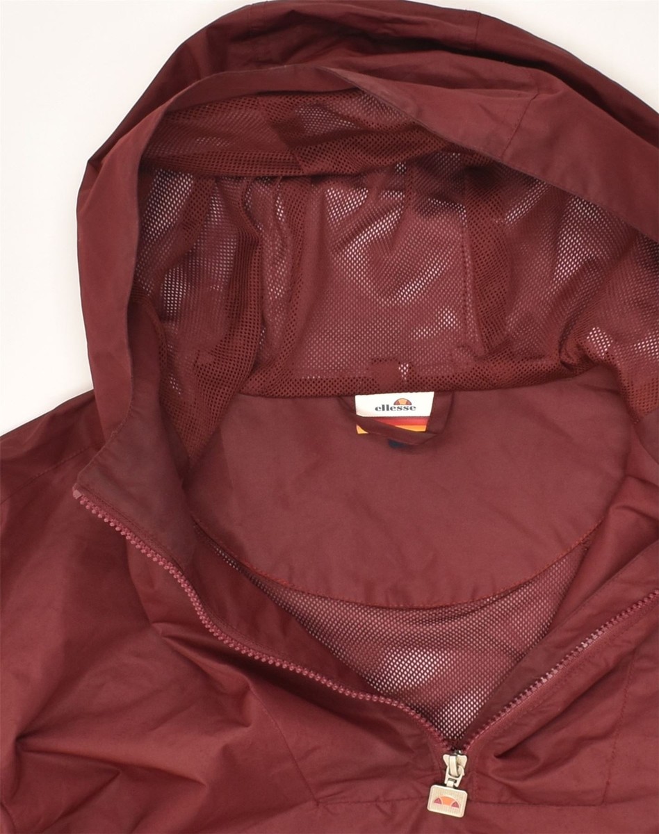 ELLESSE Womens Hooded Anorak Jacket UK 14 Medium Burgundy ELLESSE Womens Hooded Anorak Jacket UK 14 Medium Burgundy